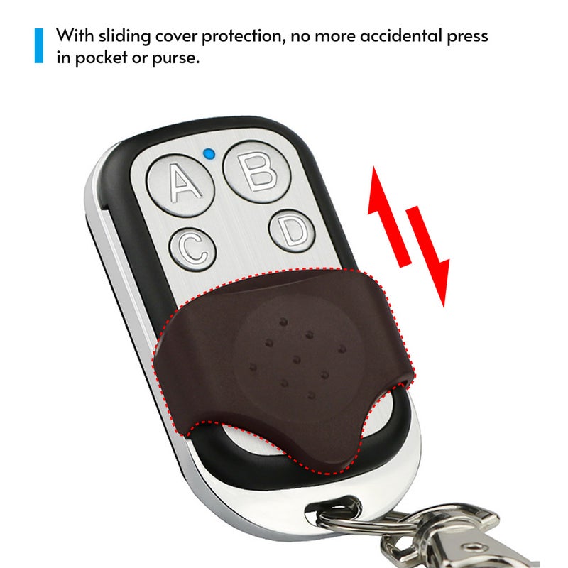 Key Fob Remote Control: 2Pcs Black 433MHz, 150m Long Range, 4-In-1 Cloning Remote With Sliding Cover Protection - Easy Programming, Compact Lightweight Keychain For Multi-Device Control - Image 4