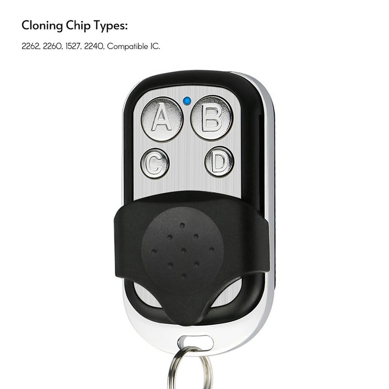 Key Fob Remote Control: 2Pcs Black 433MHz, 150m Long Range, 4-In-1 Cloning Remote With Sliding Cover Protection - Easy Programming, Compact Lightweight Keychain For Multi-Device Control - Image 3