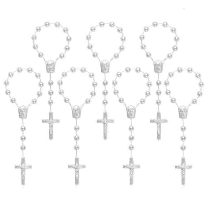 30 PC WHITE BAPTISM CONDUCIVE TO SEVENCOLOR ACCENT MINI ROSARY AB ACRYLIC BEADSRECUERDITOS DE BAUTISMOCHRISTENING FAVORSDECENARIOSTEN YEARSFINGER ROSARY WHITE