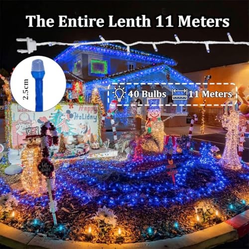 fizzytech 11 Meter 40 LEDs 5MM Decorative String Light | LED Fairy Light for Diwali, Christmas, Weddings & Home Decoration | Polycarbonate, (40 LEDs 5MM Blue, Pack of 10) - Image 4