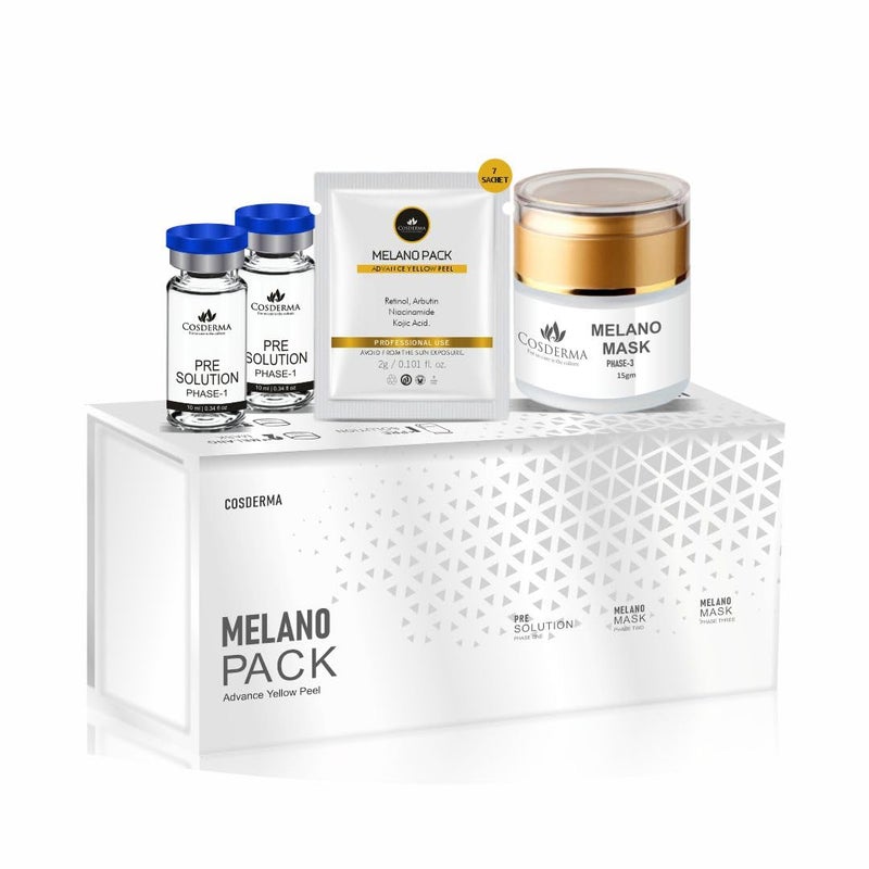 leeposh Melano Pack Yellow peel cream kit of 3 exfoliating Yellow peel Melano Pack Melano pack Yellow peel melano pack treat all skin imperfections like acne pigmentation pores Gets glow whitening - Image 1