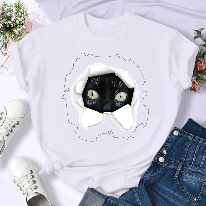 Shrimp Skin Wish Best Selling Panda And Cat Printed Short Sleeve T-Shirt Women'S Top - Image 1