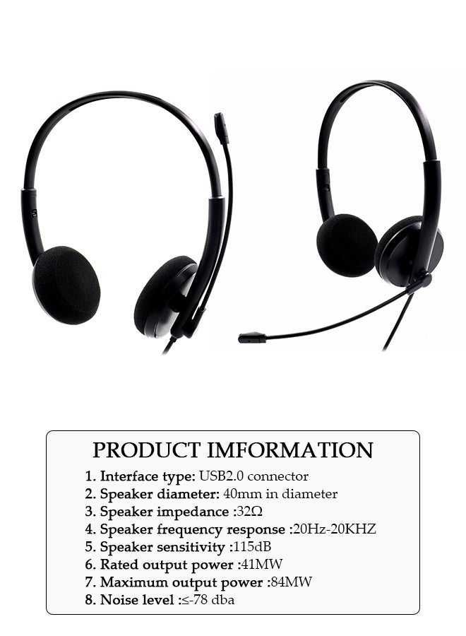 DUNISO USB  Headset with Mic for Call Center, Wired Over Ear Headphone,3.5mm Plug Noise Cancelling Microphone , Ear Mask Filler with High Quality Sponge , Volume Control,Comfortable Wearing Design for PC,Online Class - Image 4