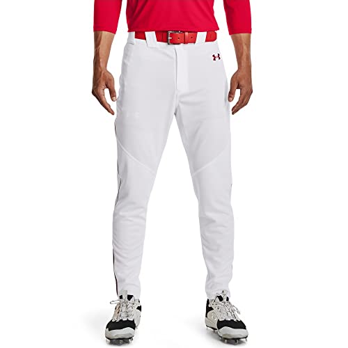 Under Armour Men's Utility Baseball Straight Leg Pant Pipe 22, (103) White/Red/Red, Medium - Image 1