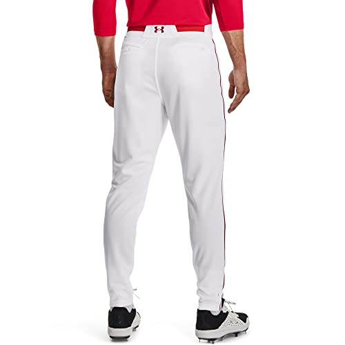 Under Armour Men's Utility Baseball Straight Leg Pant Pipe 22, (103) White/Red/Red, Medium - Image 2