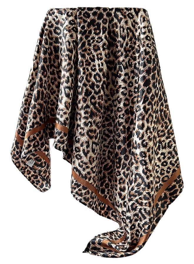 إيوهاك وشاح مربع بنقشة جلد النمر من إيوهاك، مقاس 35 بوصة × 35 بوصة، للنساء، وشاح شعر من الساتان، وشاح رقبة يشبه الحرير - Image 2