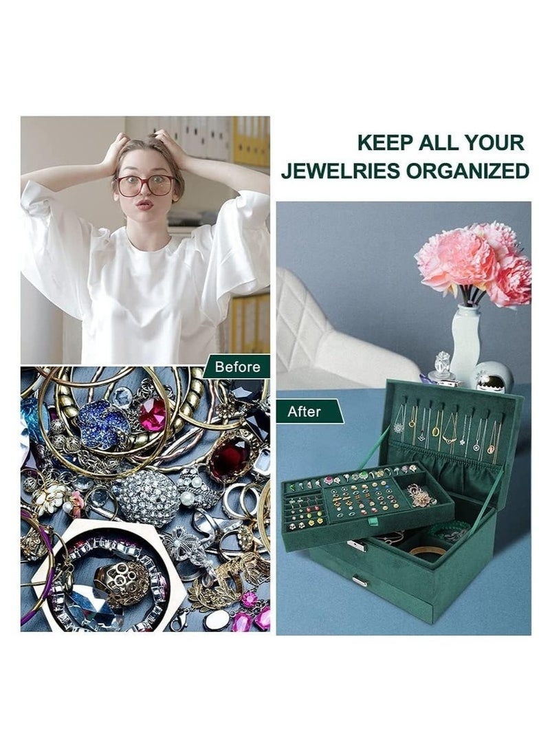 Bukela Jewelry Box Organizer for Women Girls,3-Layer Jewelry Organizer with Lock and Drawer,Portable Jewellery Holder Removable Grids Tray Storage Case for Earring Rings Necklaces Bracelets Sunglasses - Image 2