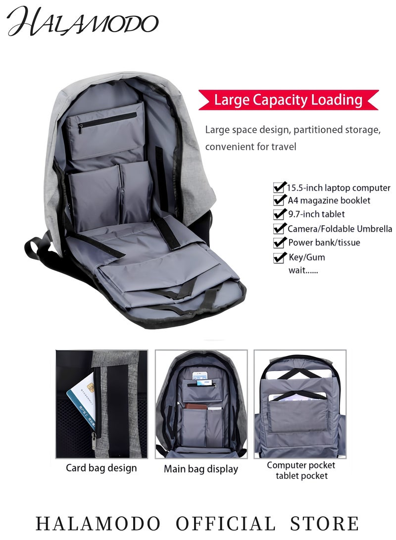 Laptop Backpack Large Capacity Business Bag Travel Anti-Theft Laptop Bag with USB Charging Port Waterproof Backpack Casual Daypack for Women & Men - Image 3