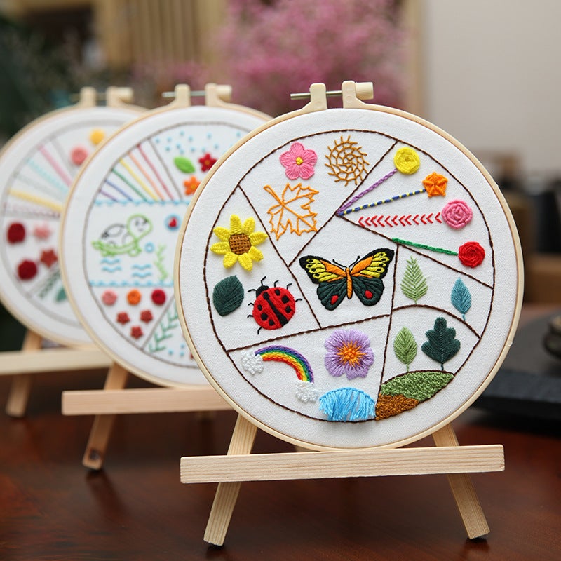 Basic Embroidery Diy 30 Kinds Of Stitch Practice Bag Creative Novice Flowers And Animals Sewing Bag Cross Stitch Three-Piece Set - Image 5