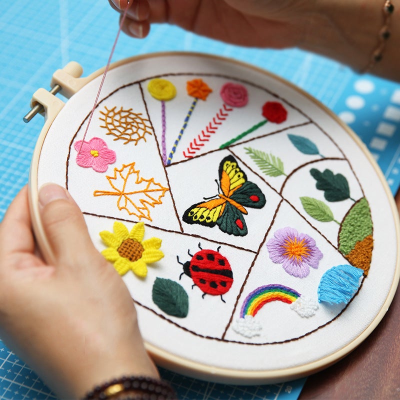 Basic Embroidery Diy 30 Kinds Of Stitch Practice Bag Creative Novice Flowers And Animals Sewing Bag Cross Stitch Three-Piece Set - Image 4