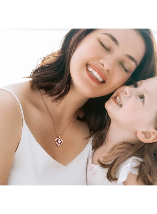 NINAMAID Mom Necklace 925 Sterling Silver Heart Necklace for Women Engraved I Love You You Mom Gifts for Mom from Daughter Mom Christmas Birthday Gifts for Mom - Image 2