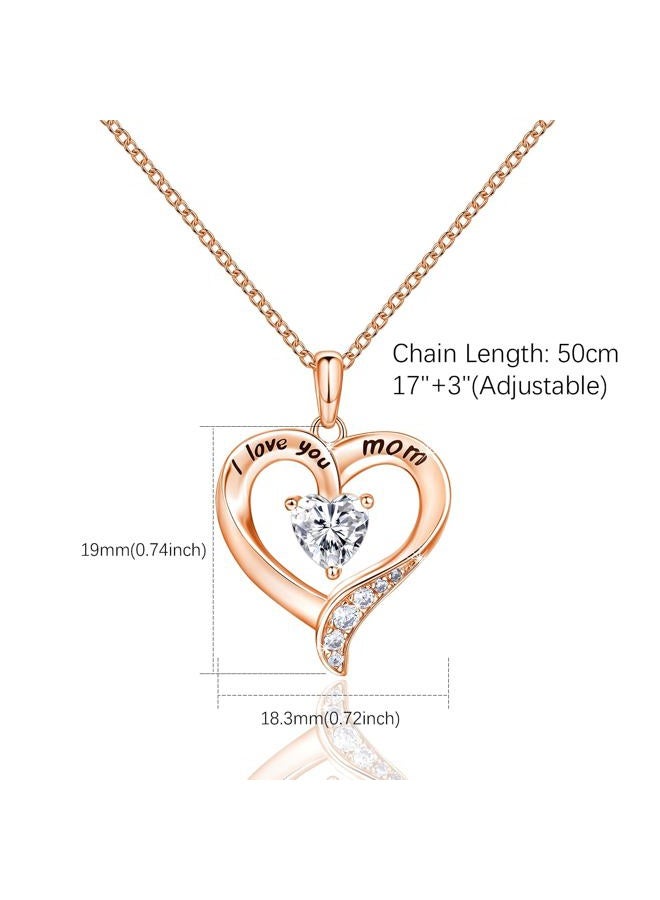 NINAMAID Mom Necklace 925 Sterling Silver Heart Necklace for Women Engraved I Love You You Mom Gifts for Mom from Daughter Mom Christmas Birthday Gifts for Mom - Image 5
