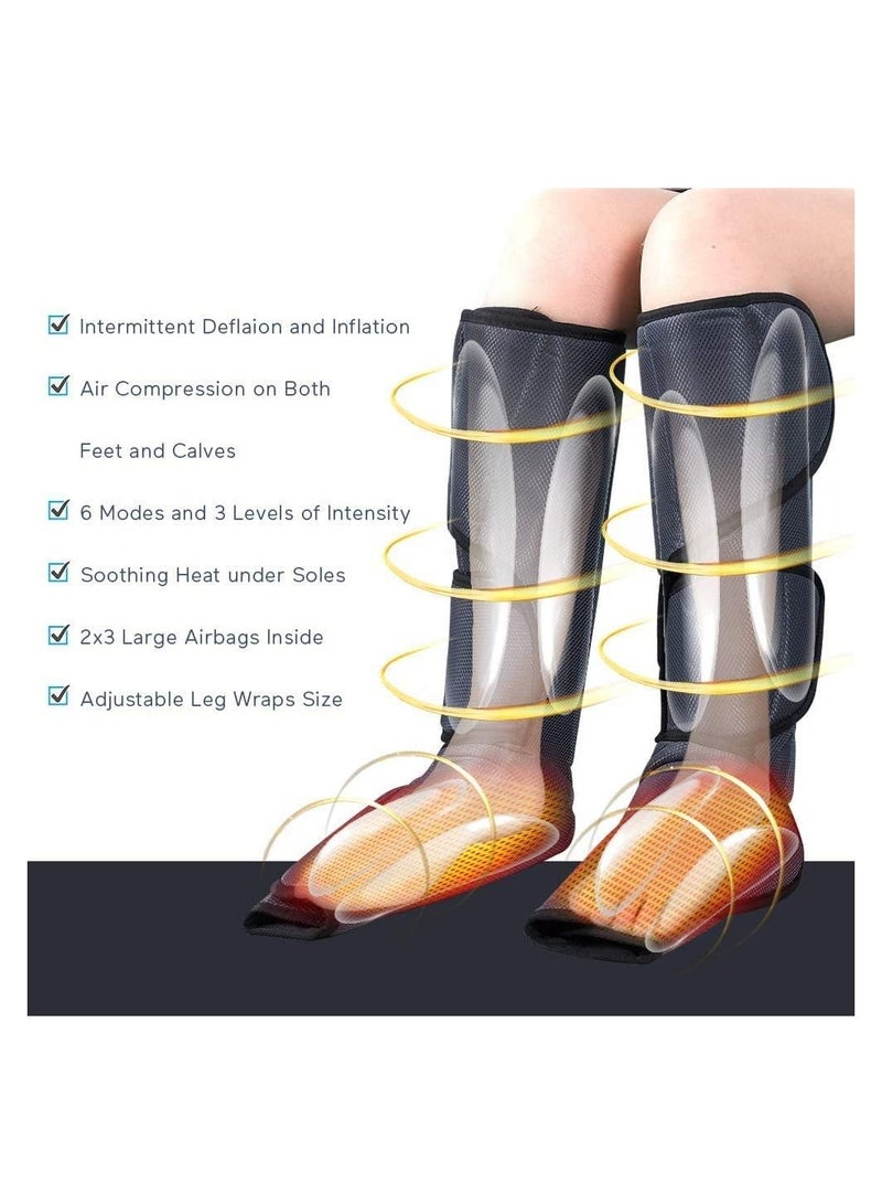 Leg Air Compression Massager Electric Leg Massager Vibration Hot Compress Foot and Calf Circulation Compression and Relaxation 6 Modes 3 Intensities - Image 4