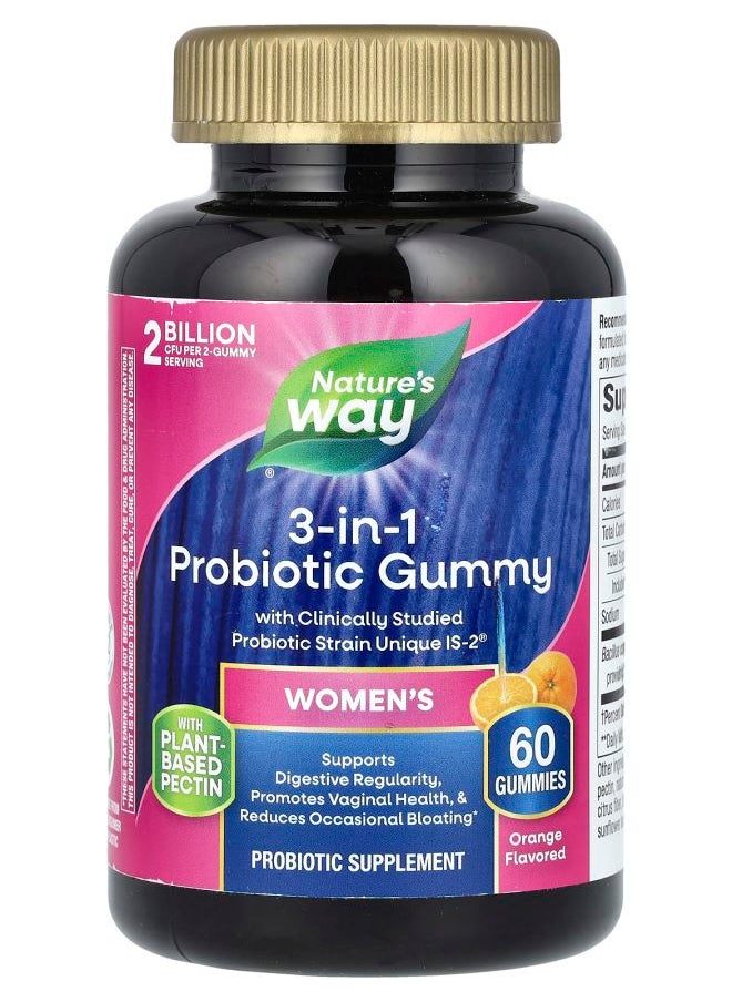 Nature's Women's 3in1 Probiotic Gummy Orange 2 Billion CFU 60 Gummies (1 Billion CFU per Gummy) 