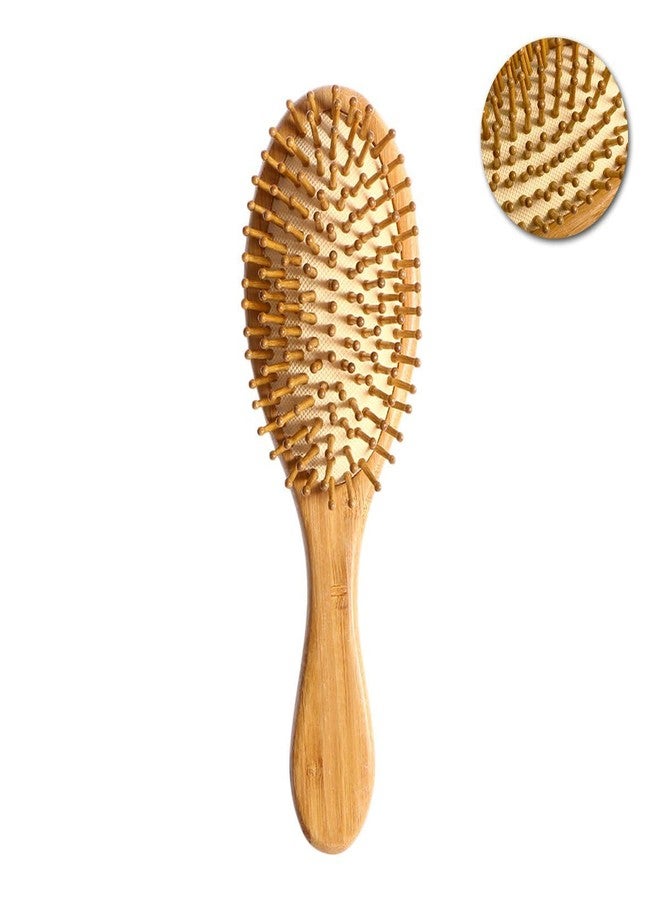 HEAVY DRIVER Natural Bamboo Paddle Hair Brush with Cushion Base - Anti Static Wooden Detangling Comb for Scalp Massage & Smooth Hair - Professional Hairbrush for Women & Men - Image 1