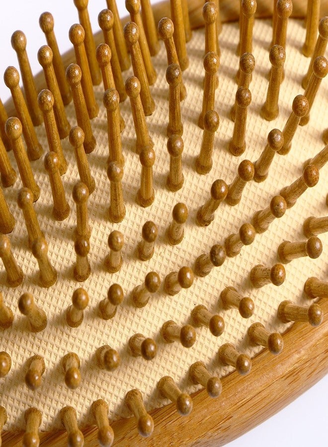 HEAVY DRIVER Natural Bamboo Paddle Hair Brush with Cushion Base - Anti Static Wooden Detangling Comb for Scalp Massage & Smooth Hair - Professional Hairbrush for Women & Men - Image 2
