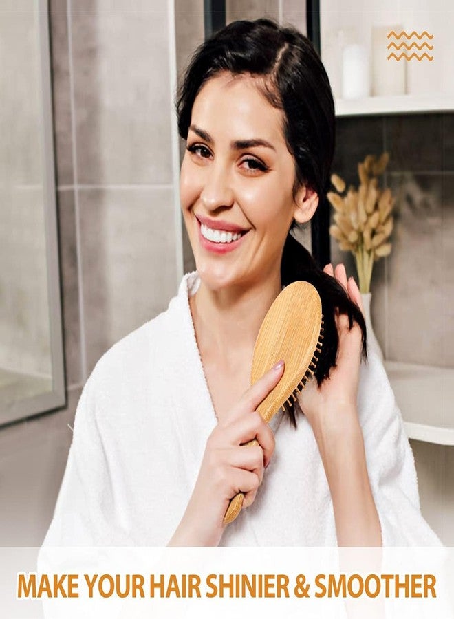 HEAVY DRIVER Natural Bamboo Paddle Hair Brush with Cushion Base - Anti Static Wooden Detangling Comb for Scalp Massage & Smooth Hair - Professional Hairbrush for Women & Men - Image 3