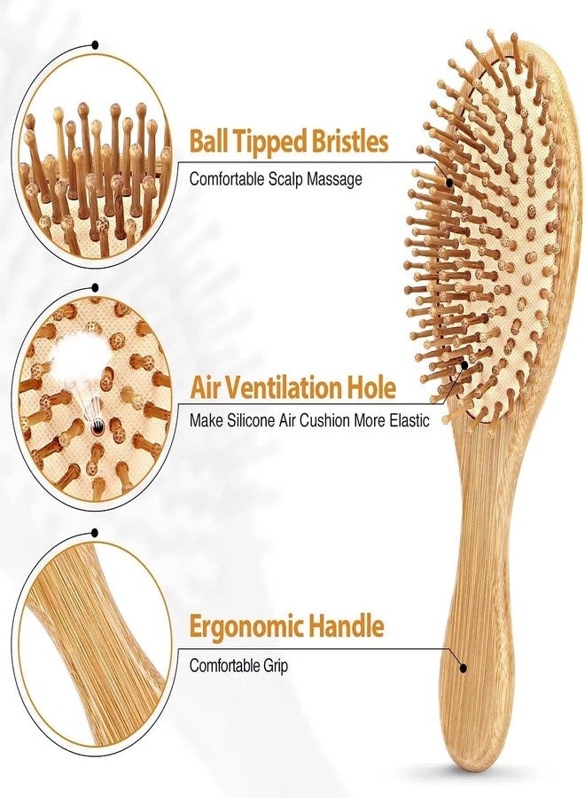 HEAVY DRIVER Natural Bamboo Paddle Hair Brush with Cushion Base - Anti Static Wooden Detangling Comb for Scalp Massage & Smooth Hair - Professional Hairbrush for Women & Men - Image 4