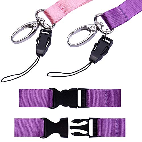 Wisdompro Cruise Lanyard Badge Holder, Wisdompro Vertical 2-Sided 2 Card Slot Waterproof Clear PVC ID Tag Holder with Ziplock and 20.8’’ Heavy Duty Detachable Neck Strap - 2 Set, Pink/Purple - Image 4