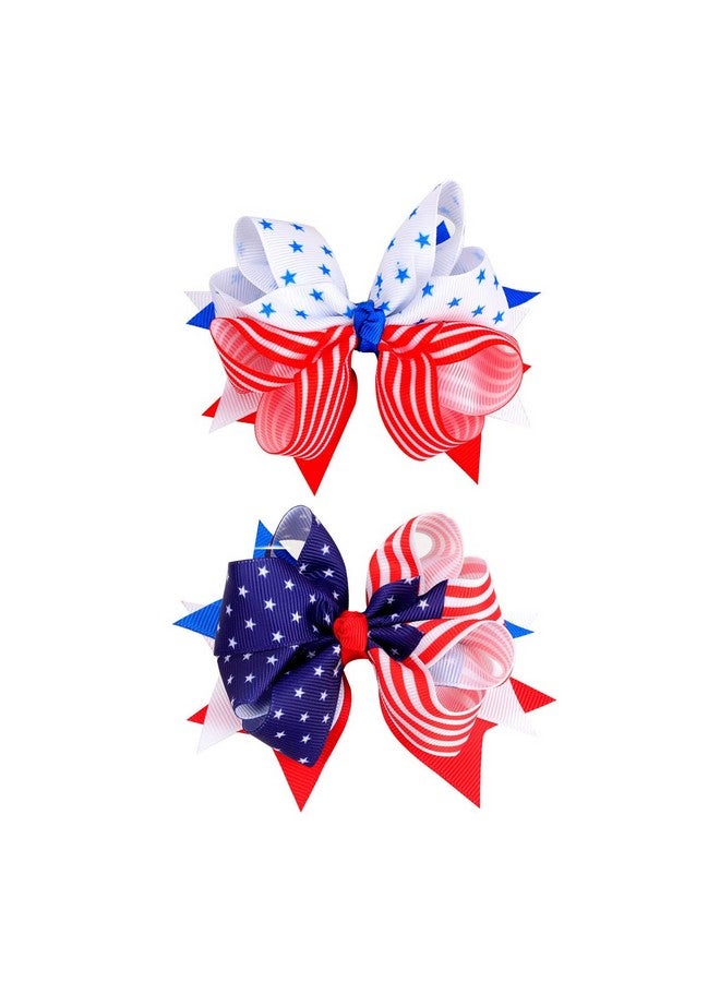 melyde 4Th Of July Hair Bow Clipspatriotic Usa Flag Hairpins For Kids Girlsamerican Star Hair Accessories For Independence Day Memorial Day Decorations - Image 1