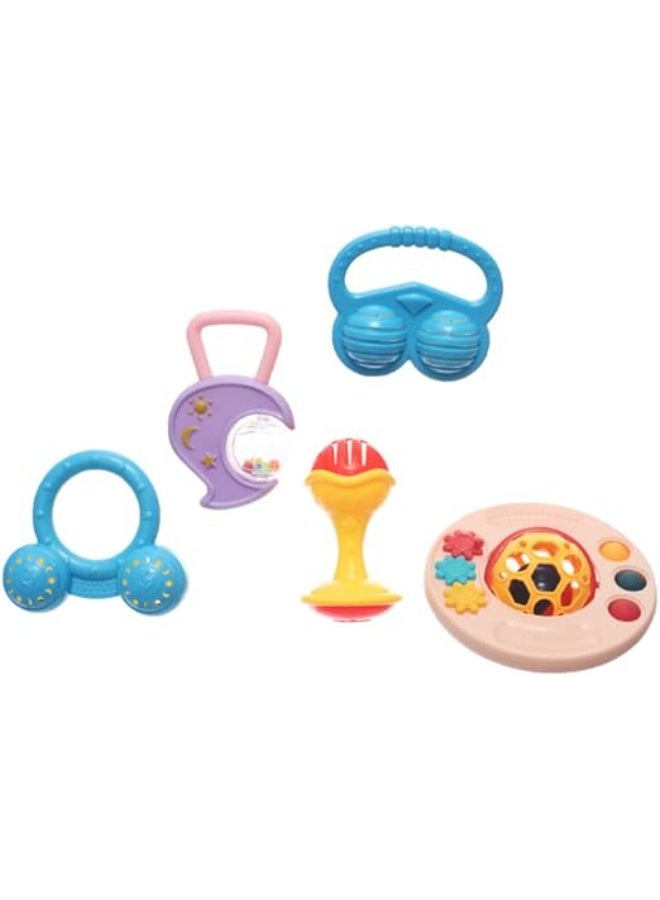 Plastic Baby Rattles Kit With Different Shapes Give More Fun And Entertaining For Babies And Develop Sensory Skills Set Of 5 Pieces - Multi Color - Image 1