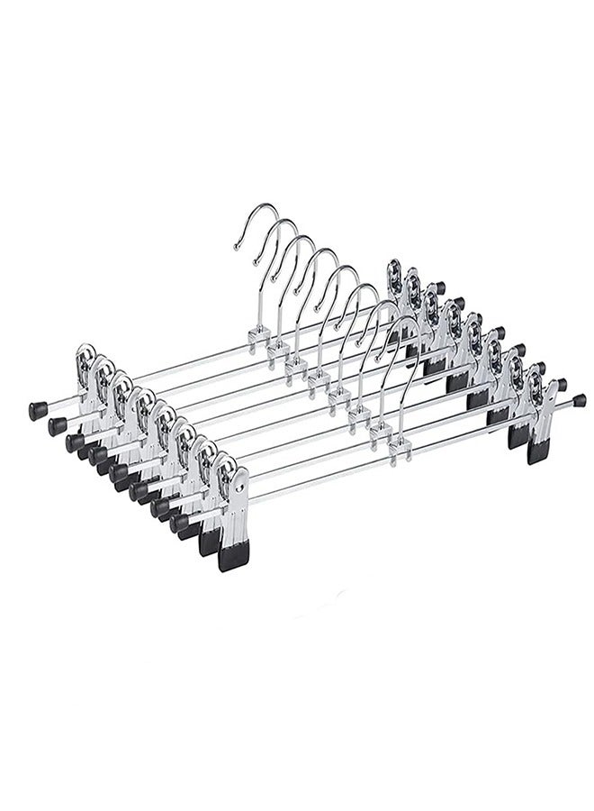 CityRiya-Long Pants Hangers with Clips Non-Slip Clothes Hangers 10 Pack Adjustable Jeans Skirt Hangers Clothes Hangers Coat Hanger Metal Pants Hangers with 360° Swivel Hook  - Image 1