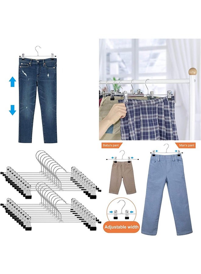 CityRiya-Long Pants Hangers with Clips Non-Slip Clothes Hangers 10 Pack Adjustable Jeans Skirt Hangers Clothes Hangers Coat Hanger Metal Pants Hangers with 360° Swivel Hook  - Image 4