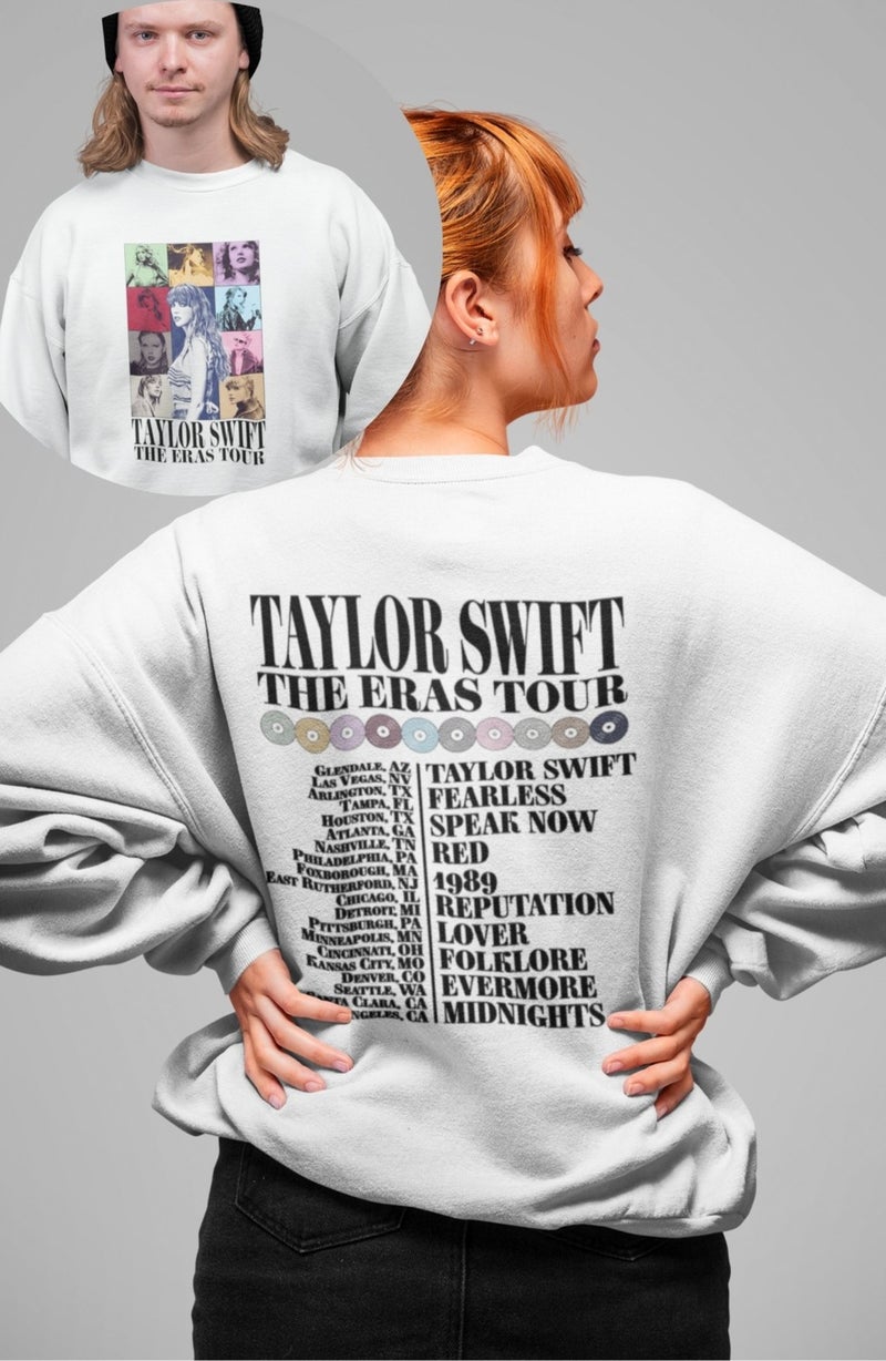 Fuddy Moda Taylor Swift Eras Tour Back Printed Hoodless Sweatshirt, Unisex Oversize Taylor Swift Sweatshirt - Image 1
