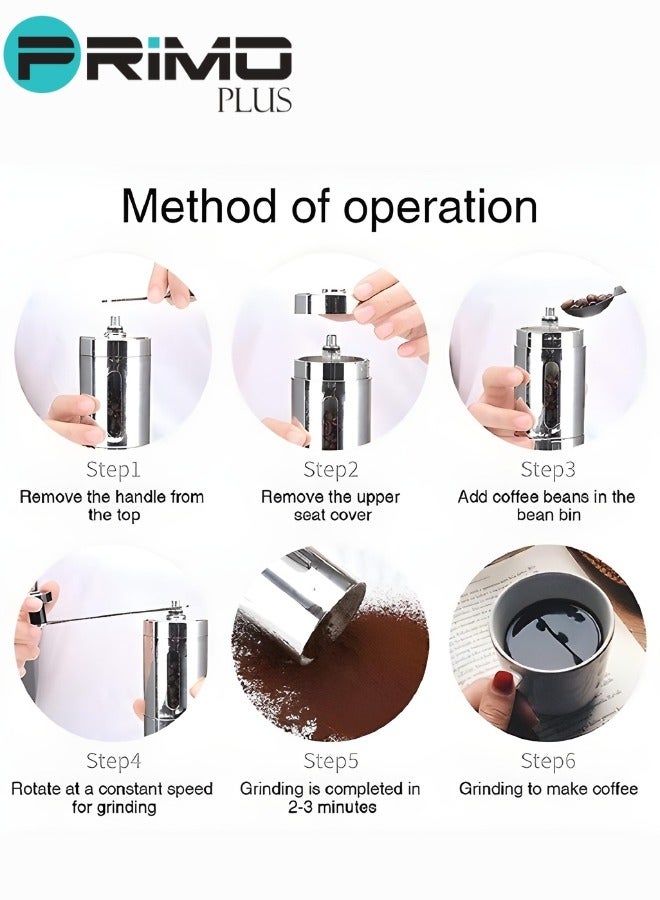 بريمو بلس مطحنة حبوب القهوة يدوية فضي - Image 4