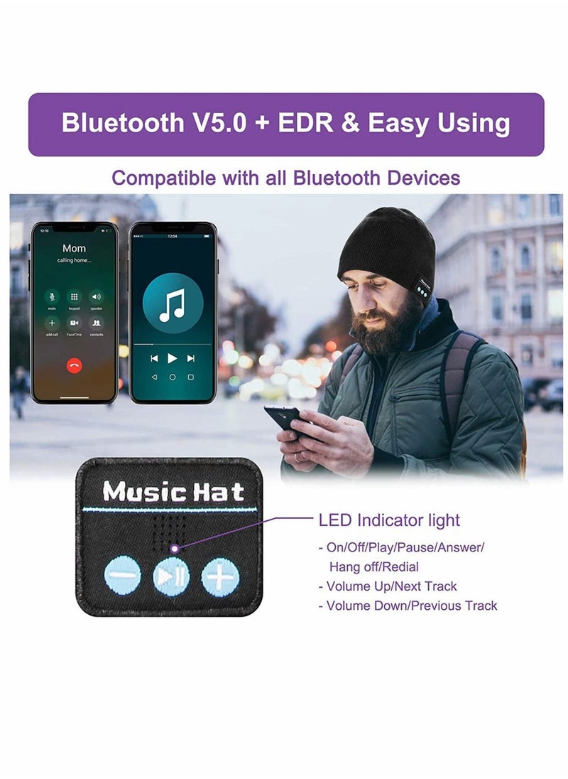 KASTWAVE Bluetooth Beanie, Mens Gifts Bluetooth Hat, Gift for Men and Women, V5.0 Bluetooth Beanie Hats, Hand Free Wireless Headphone Beanie with Bluetooth Speakers Soft Knit Mans Beanie Hats Winter  - Image 5