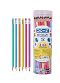 DOMS 40-Piece Zio Super Dark Graphite Pencils With Eraser Tips 