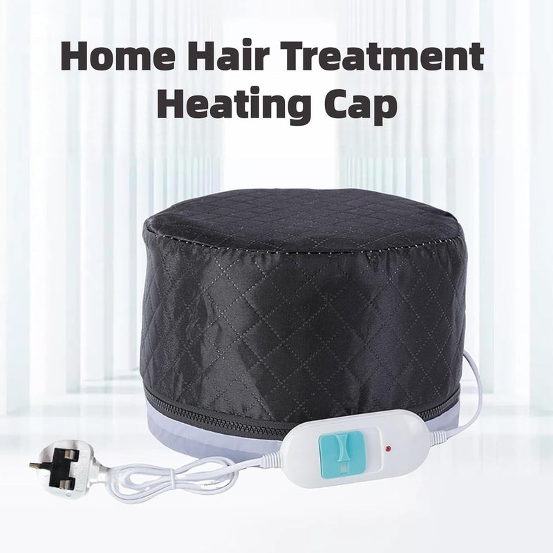 Hair Steam Treatment Cap, Thermotherapy Beauty Steam SPA Cap, Suitable for Natural Home Thermotherapy Oily Hair Care - Deep Care (Black) - Image 2