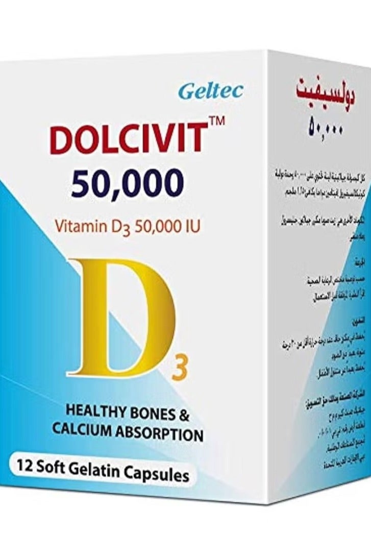 Geltec Dolcivit 50,000IU Vitamin D3 12s SoftGel – Bottle