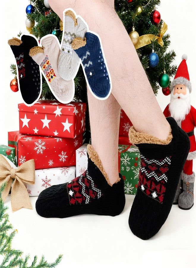 CaiDieNu Fuzzy Slipper Socks for Men Women with Grippers, House Slippers Winter Cozy Warm Thick Non-Slip Fuzzy Thermal Socks - Image 2