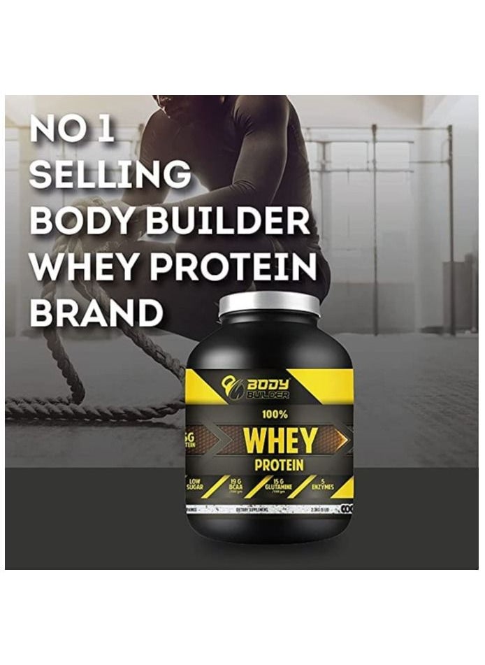 Body Builder - Body Builder 100% Whey Protein - 25g Protein, BCAAs, Glutamine, Digestive Enzymes for Lean Muscle Growth & Endurance, Suitable for Vegetarians & Keto Dieters (Strawberry, 5 LB) - Image 1