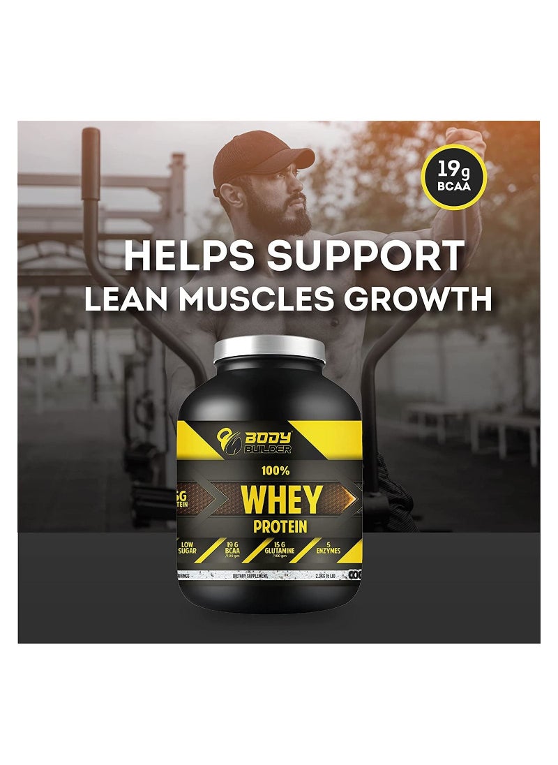 Body Builder - Body Builder 100% Whey Protein - 25g Protein, BCAAs, Glutamine, Digestive Enzymes for Lean Muscle Growth & Endurance, Suitable for Vegetarians & Keto Dieters (Strawberry, 5 LB) - Image 1