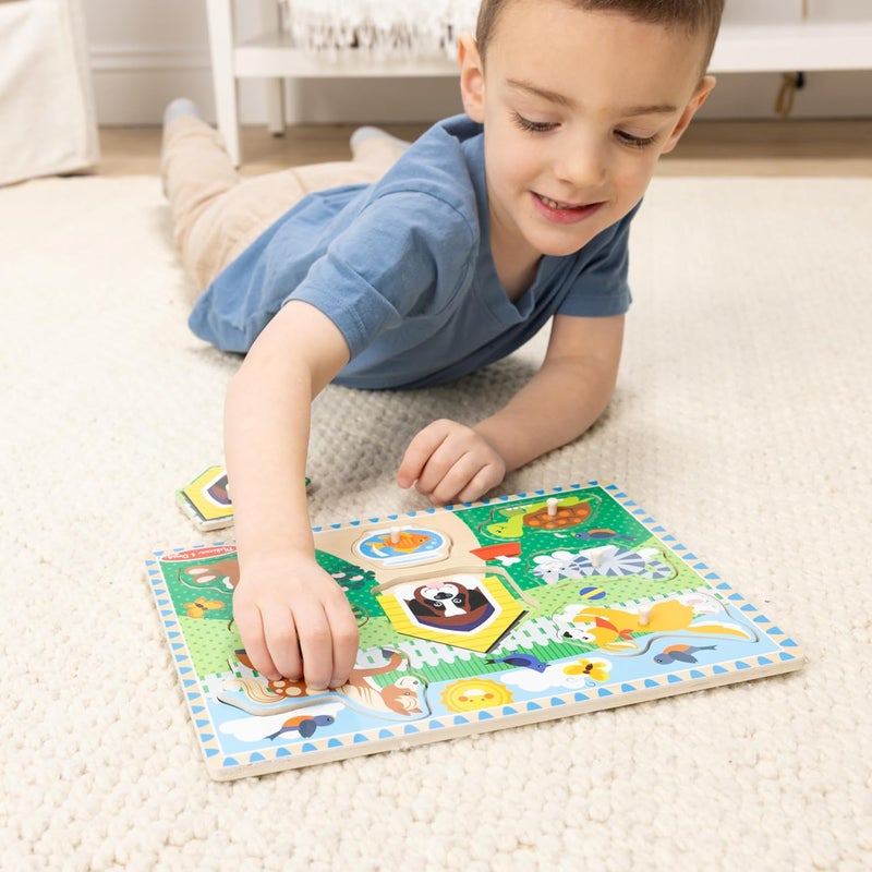 Melissa & Doug لعبة بازل الحيوانات من ميليسا ودوج - بازل خشبي مكون من 8 قطع للأطفال مع مقابض سهلة الإمساك - Image 5