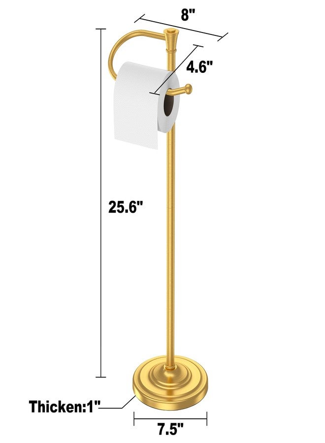 UNCONSIL Toilet Paper Holder Free Standing, 25” H Stainless Steel Brass Gold Toilet Paper Stand, Weighted Base Floor Tissue Roll Holder for Bathroom,Toilet Roll Stand - Image 4