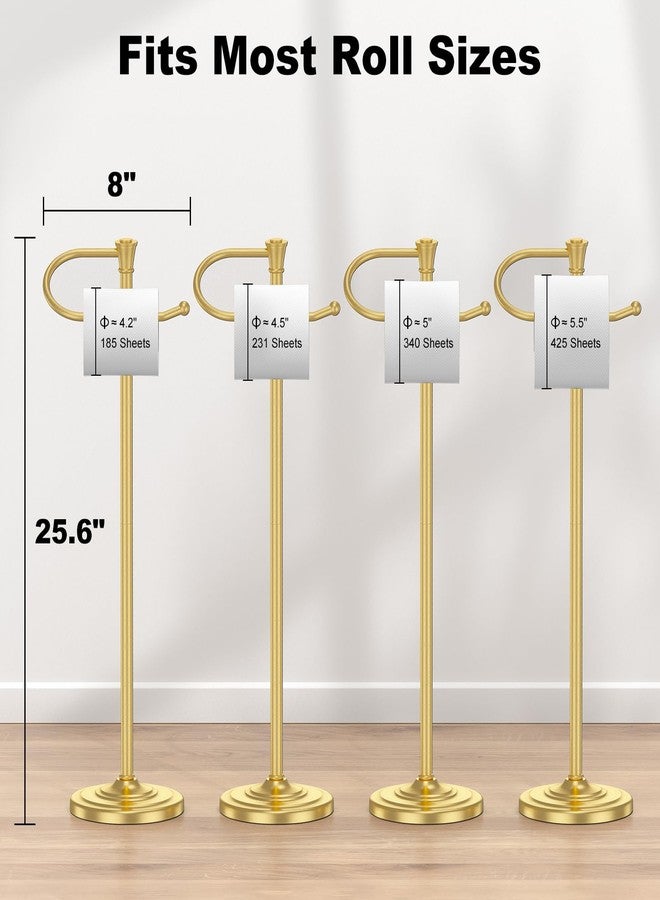 UNCONSIL Toilet Paper Holder Free Standing, 25” H Stainless Steel Brass Gold Toilet Paper Stand, Weighted Base Floor Tissue Roll Holder for Bathroom,Toilet Roll Stand - Image 5