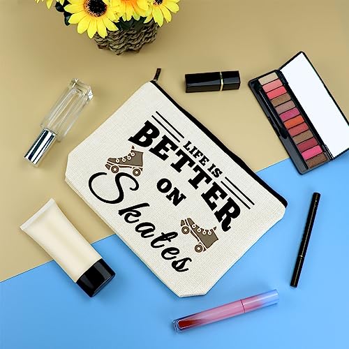Mikela Roller Skater Gift Skates Makeup Bag Roller Skating Lover Gift for Girls Women Cosmetic Bag Skate Lover Gift Skating Team Gift Best Friend Daughter Birthday Christmas Gift Figure Skating Gift - Image 3