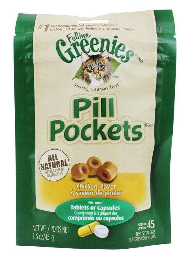 Greenies Pill Pockets Chicken Flavor Cat Treats 1.6 oz