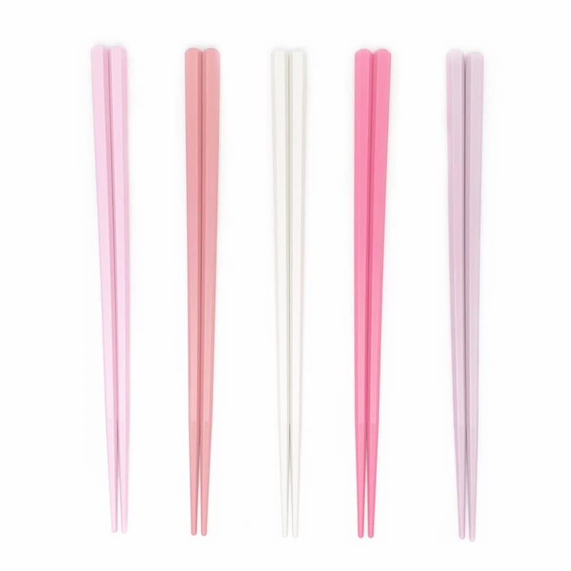 Koolemon 5 Pairs Fiberglass Reusable Chopsticks NonSlip 5 Pairs Set Pink
