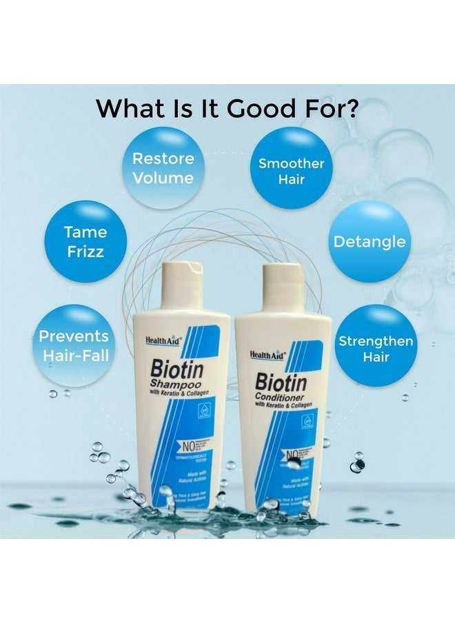 Health Aid - Healthaid Biotin Shampoo & Conditioner With Keratin & Collagen | Strengthen Hair, Adds Volume And Shine | Paraben Free Shampoo & Conditioner, 200 Ml + 200 Ml - Image 1