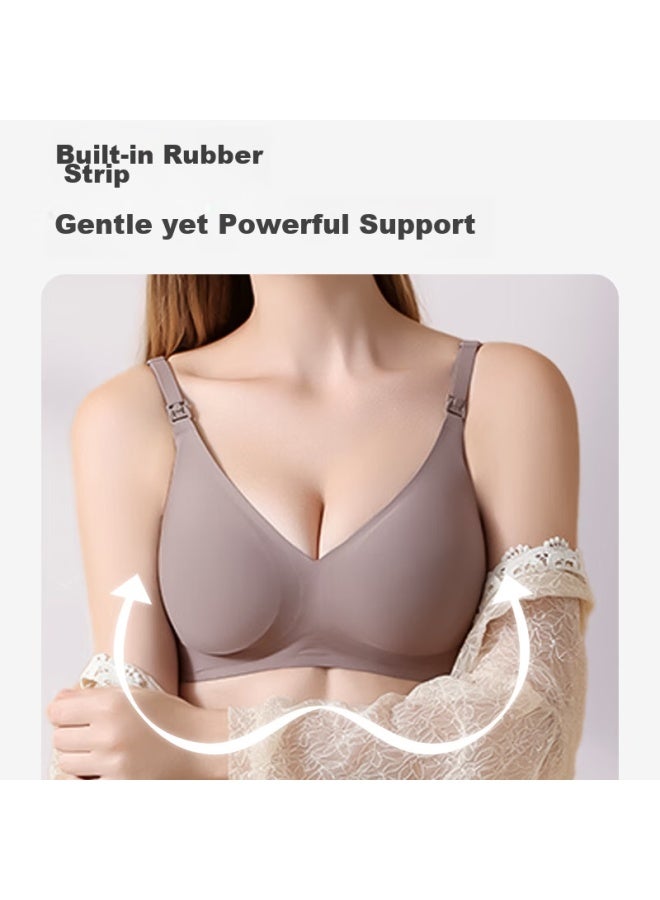 Lovebox Aibaoshi Maternity Bra For Women, Push-up Nursing Bra, Pregnancy And Postpartum Breastfeeding Bra, Front Opening, Brown Gray, XL Size M382 - Image 2