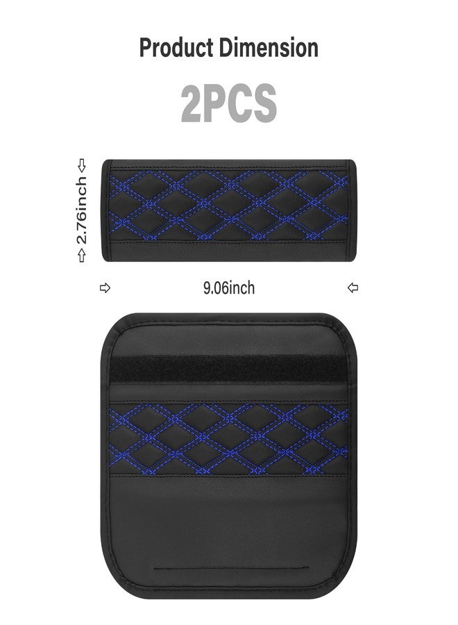 wedfish 2PCS Car Seat Belt Cover Pads,Leather Seatbelt Covers Protect Shoulder and Neck Car Accessories Interior,Universal Car Seat Strap Pads Car Decorations for Most Cars Trucks (Black/Blue) - Image 2