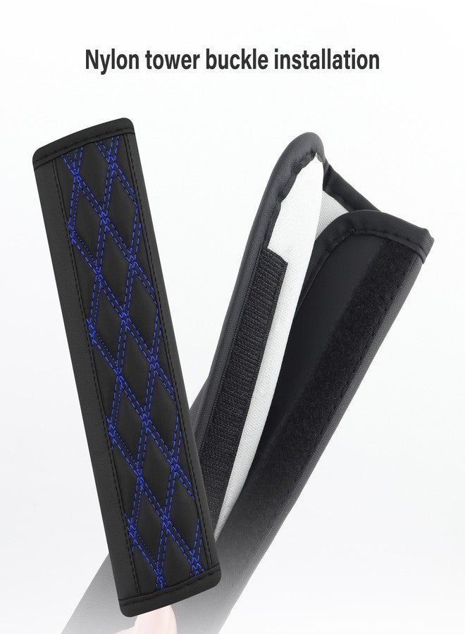 wedfish 2PCS Car Seat Belt Cover Pads,Leather Seatbelt Covers Protect Shoulder and Neck Car Accessories Interior,Universal Car Seat Strap Pads Car Decorations for Most Cars Trucks (Black/Blue) - Image 5