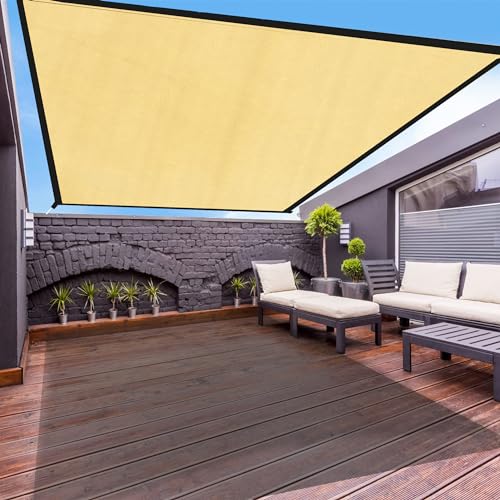 FREDDO HDPE Fabric Polyester Webbing Sun Shade Sails 85-90% Protection from Sun & UV Rays Ideal for Car Parking, Outdoor Garden, Balcony, Patio, Beige Color, 9.5 ft x 5 ft, Pack of 1 Piece - Image 1