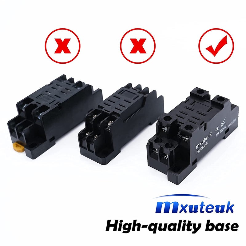 mxuteuk 2pcs JQX-13FL DC 12V Coil 8 Pin 10A DPDT LED Indicator Electromagnetic Power Relay, with Base, with DIN Rail Slotted Aluminum - Image 2