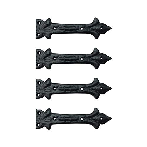 Adonai Hardware Adonijah Antique Cast Iron Strap False or Faux or Dummy Hinge Front 65 x 4 Pack Matte Black for Barn Doors Gates Cabinets Wooden Box Furniture Chest Trunks and Sheds