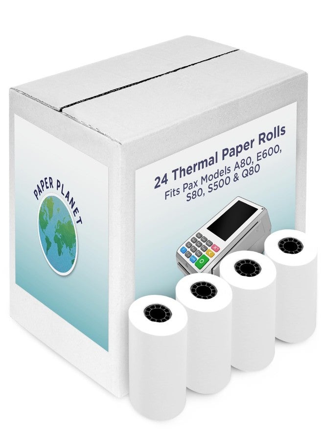 ورق إيصالات حراري لطابعات Pax Terminal من Paper Planet | 24 لفة | متوافق مع A80 E600 S80 S500 Q80 - Image 1